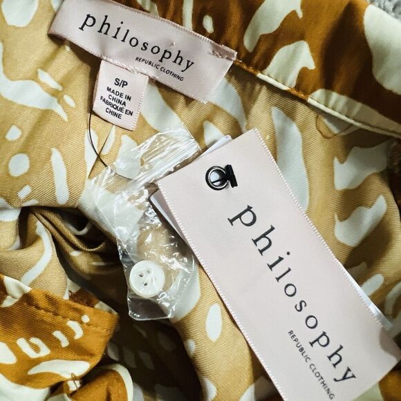 *NWT* Philosophy Yellow & White Floral Satin Lightweight Flowy Blouse - Sz Small - Picture 6 of 6